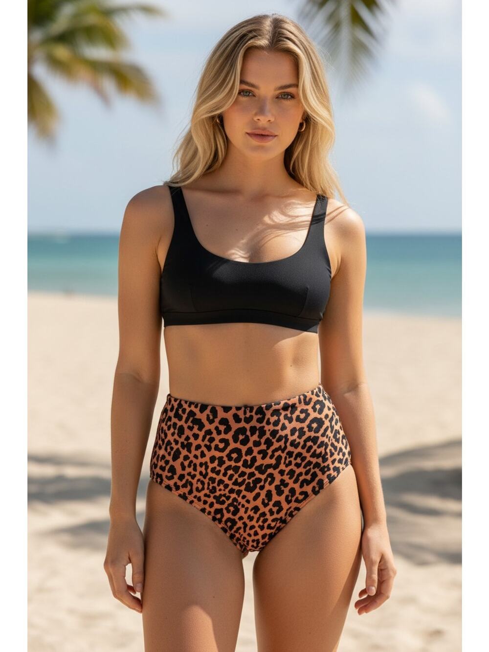 NWT TA3 Extreme Kini Modern Leopard Brown Black Bikini Swim Bottoms Size XXS 2XS